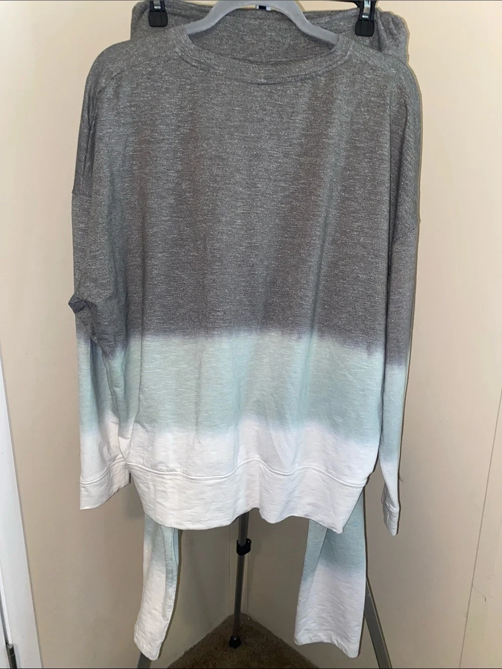 Secret Treasures Gray and White Ombre Crewneck Sweater and Matching Bottoms - Picture 6 of 8